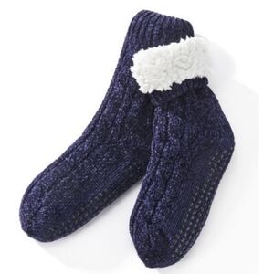 ❤️BUY 5 GET 3 FREE Navy Cable Knit Chenille Reading Sock, Retail $19.99 USD